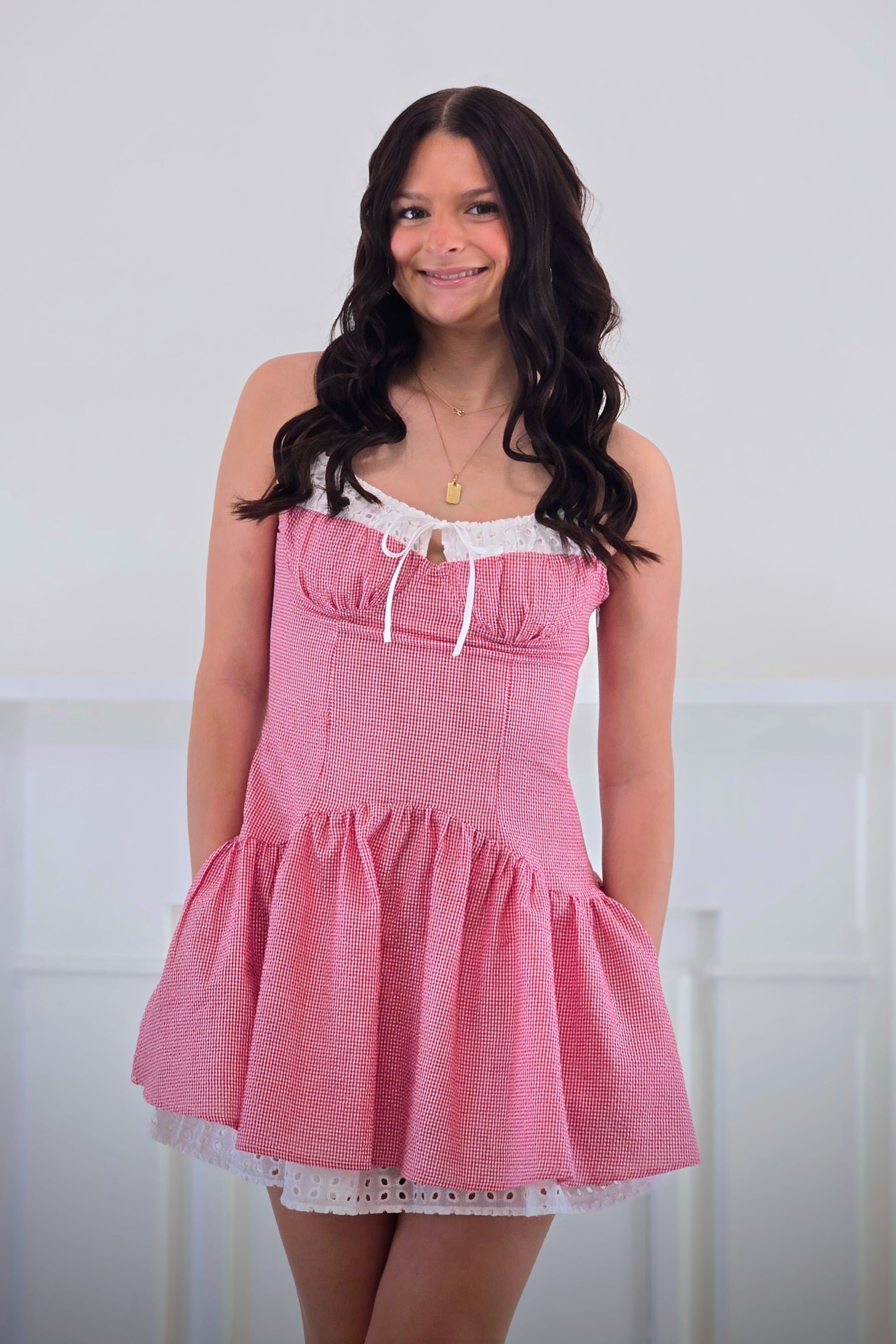 Winslow Mini Dress-Red Gingham