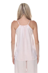 Anne Satin Spaghetti Tank-Morning Blue