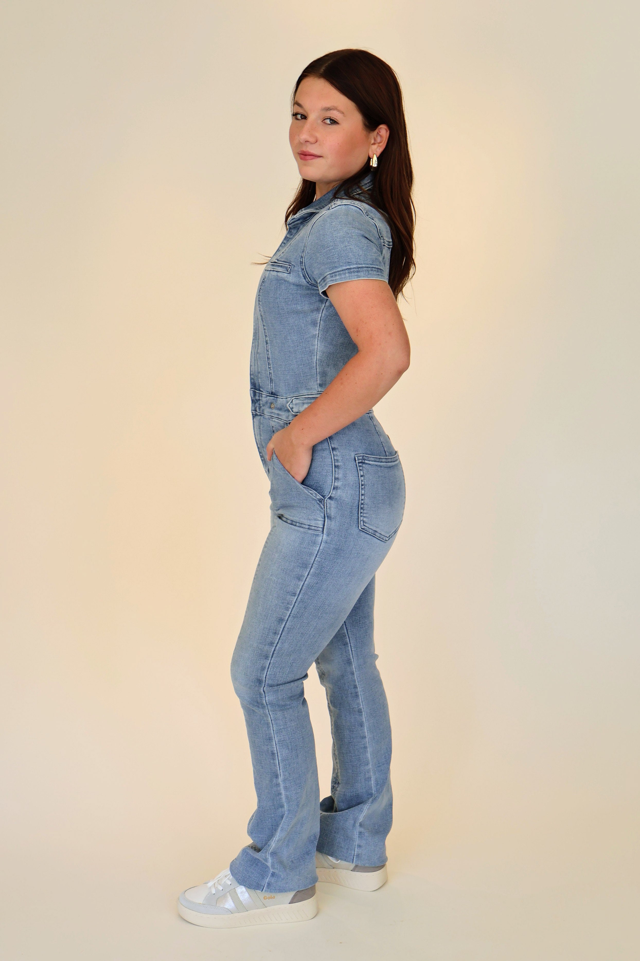 Stretch Fit Denim Jumpsuit