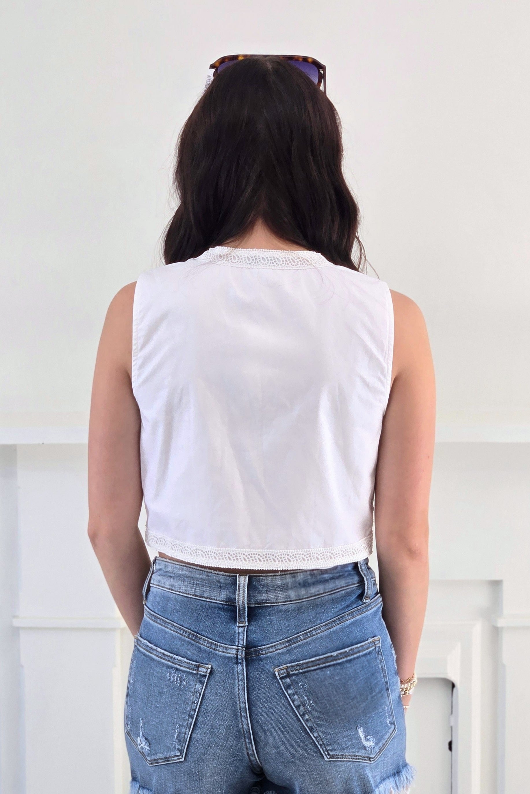 Front Tie Eyelet Detail Top
