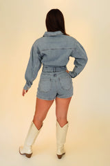 Long Sleeve Denim Romper