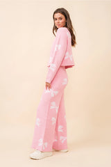 Bow Print Cozy Sweater Set