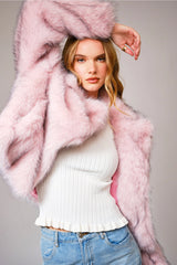Faux Two-Tone Fur Coat