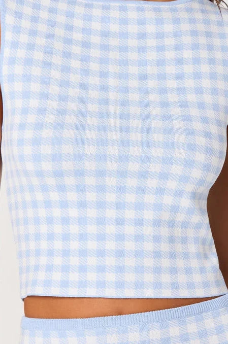 Babbett Gingham Sleeveless Sweater Top