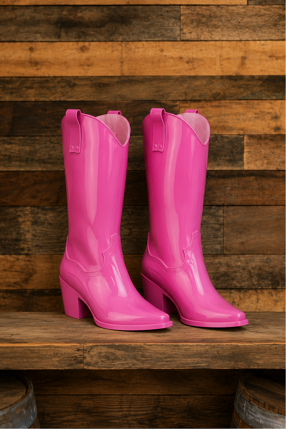Annie Pink Rubber Western Boots