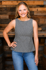 Birdie Sleeveless Top - Black Gingham