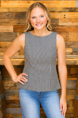 Birdie Sleeveless Top - Black Gingham