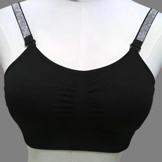 Black Bra Crystals On Black Strap Standard Style