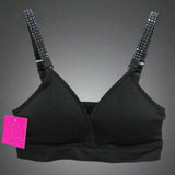 Black Bra W/Black Crystal Straps