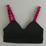 Black Bra Red Embroidered Circle Straps