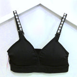 Black Bra Black Straps W/Silver And Gold Domes