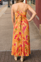 Blythe Midi Dress - Orange Floral