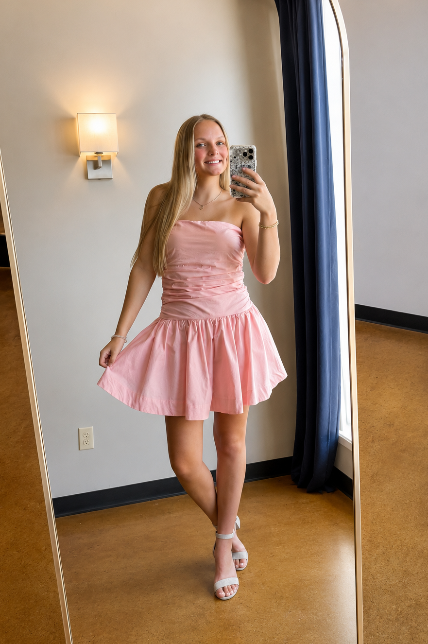 Currant Strapless Mini Dress - Light Pink