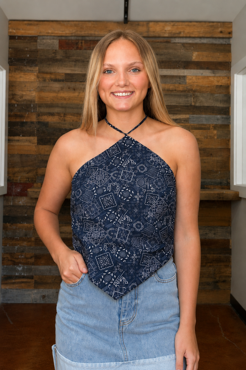 Shaniya Bandana Halter Top by ASTR the Label