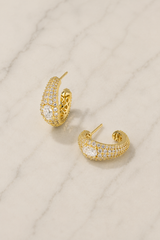 Bella Gold Hoop Earrings - White