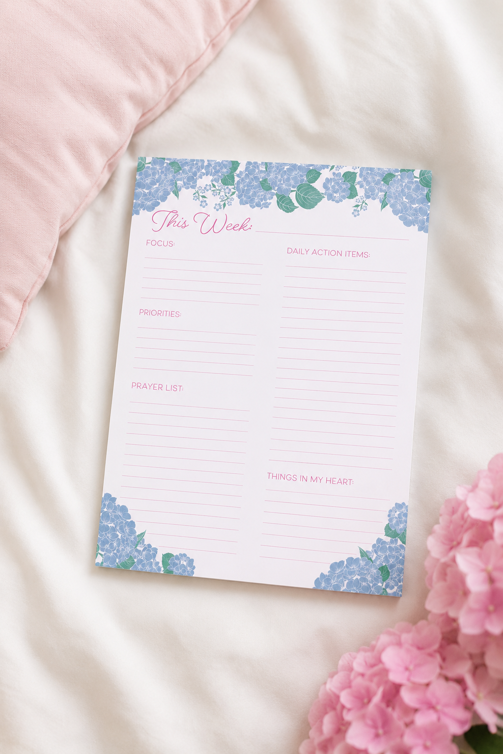 Hydrangea Planner Pad
