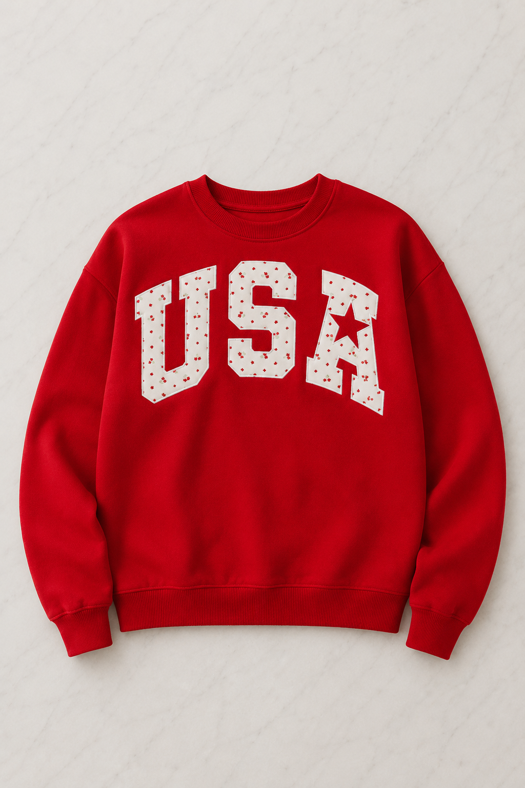 USA Cherry Detail Crewneck Sweatshirt