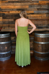 Beverly Strapless Ruched Maxi Dress