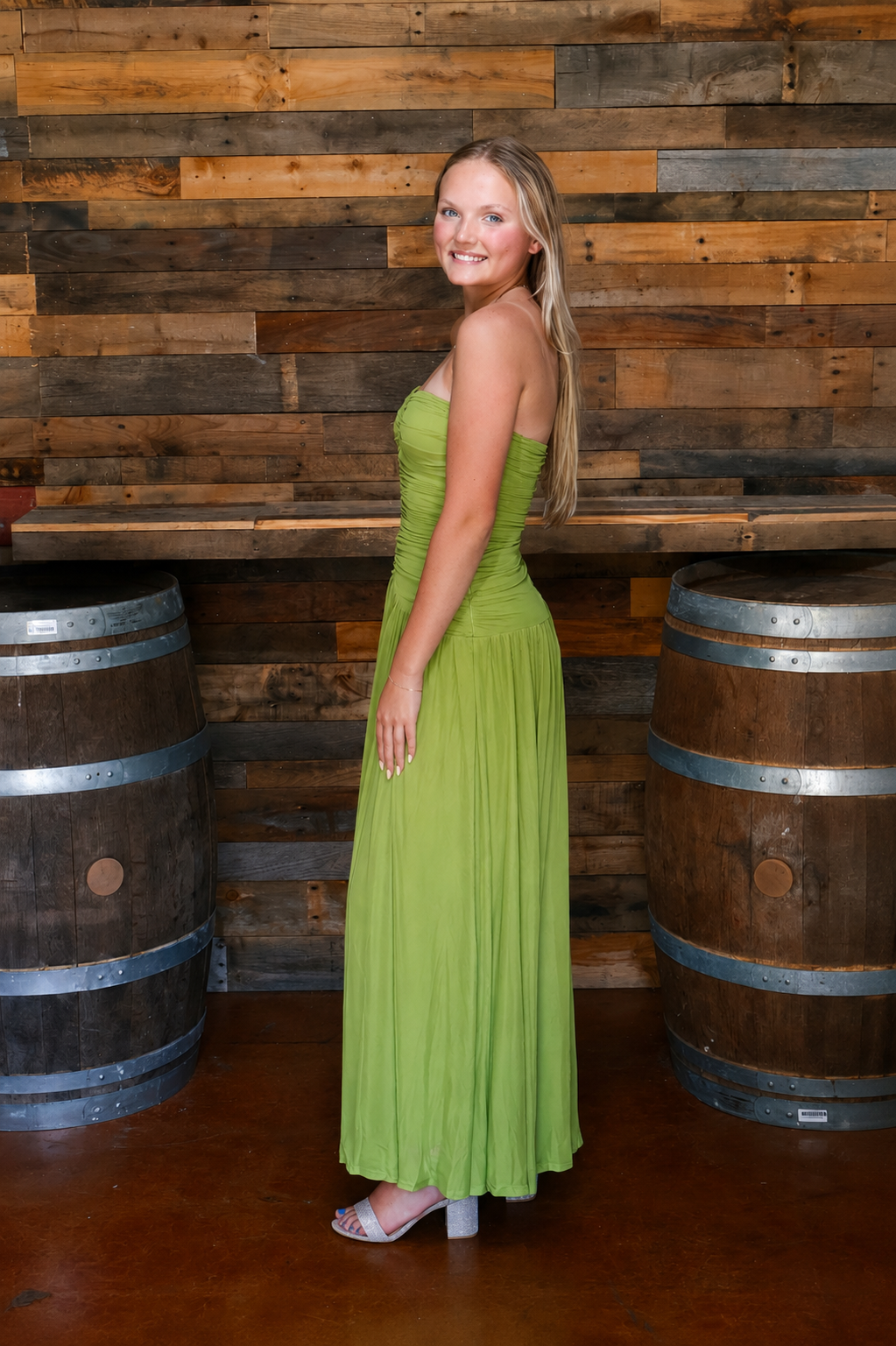 Beverly Strapless Ruched Maxi Dress