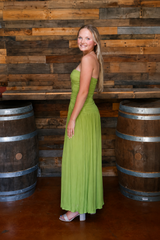 Beverly Strapless Ruched Maxi Dress