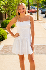 Elvira Lace-Up Scallop Hem Mini Dress