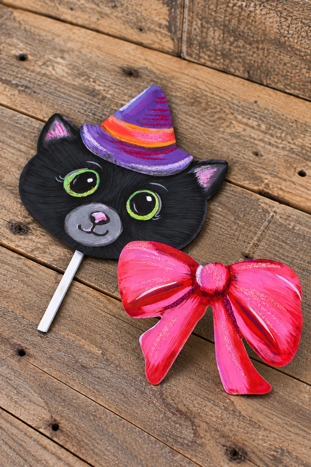Sweet Kitty Witch Pumpkin Parts (Set of 2)
