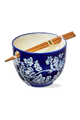 Lisbon Floral Noodle Bowl with Chopsticks