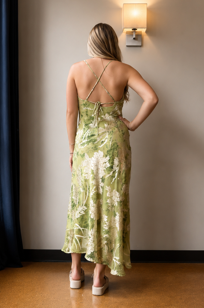 Gaia Burnout Velvet Cowl Midi Dress by ASTR the Label