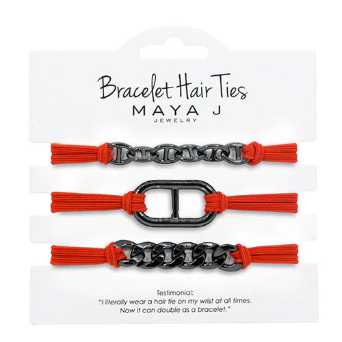 Bracelet Hair Tie - Gunmetal/Red