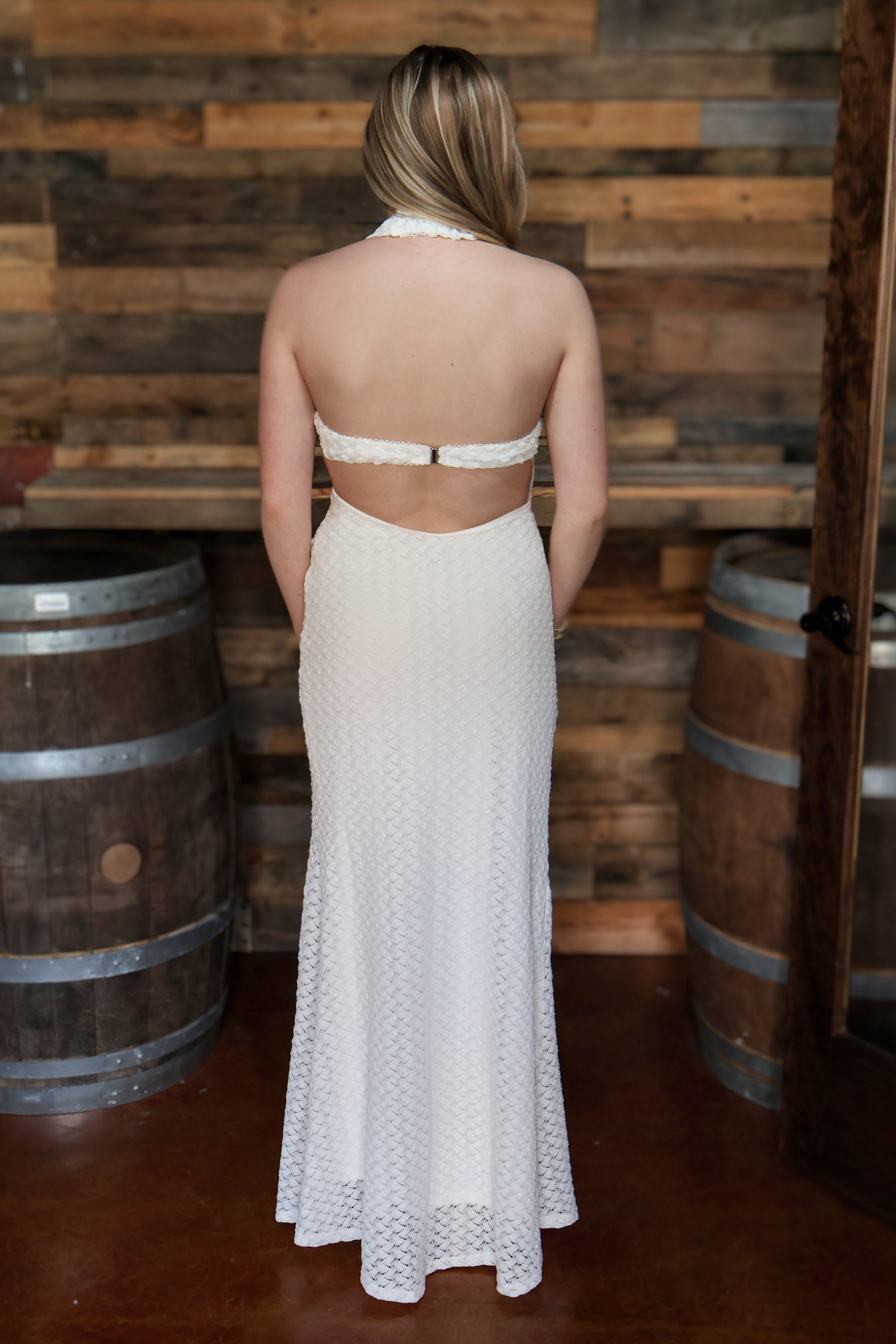 Pluma V-Neck Halter Maxi Dress