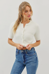 Soft Fuzzy Crop Sweater-Natural