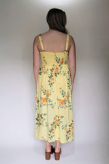 Sleeveless Corset Detail Floral Print Midi Dress