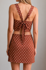 Beatrix Polka Dot Tie Back Top