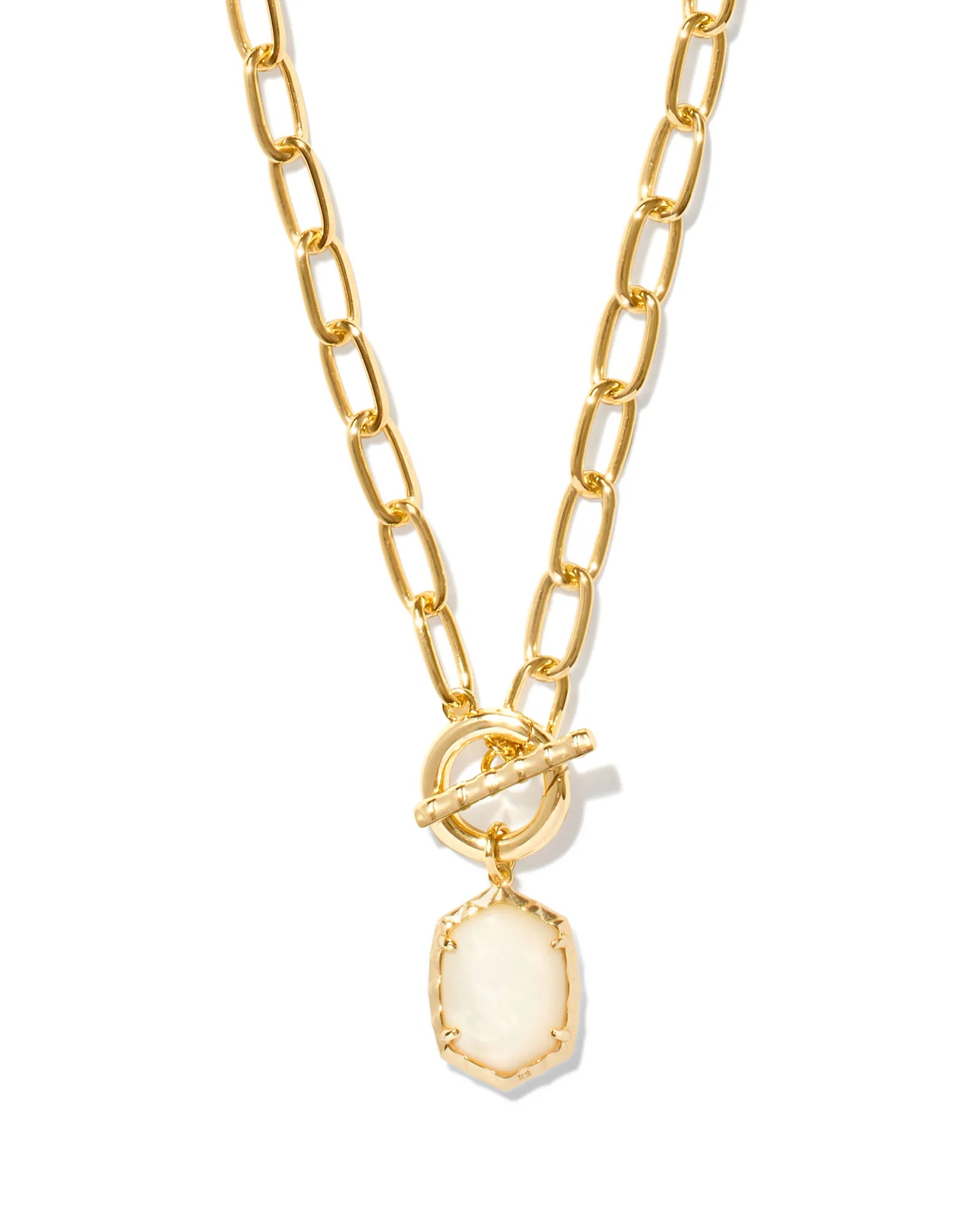 Daphne Gold Link and Chain Necklace - Ivory Mother-of-Pearl