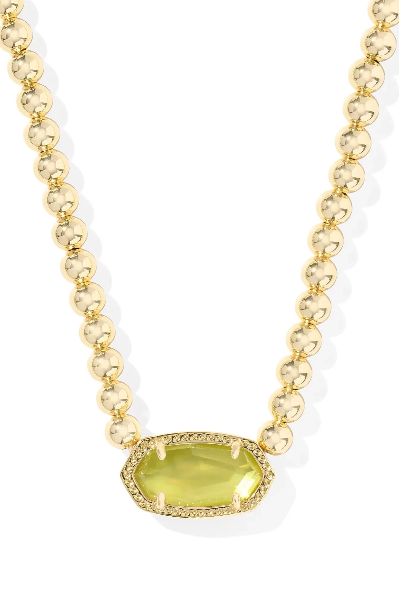 Elisa Gold Beaded Necklace - Chartreuse Mother-of-Pearl