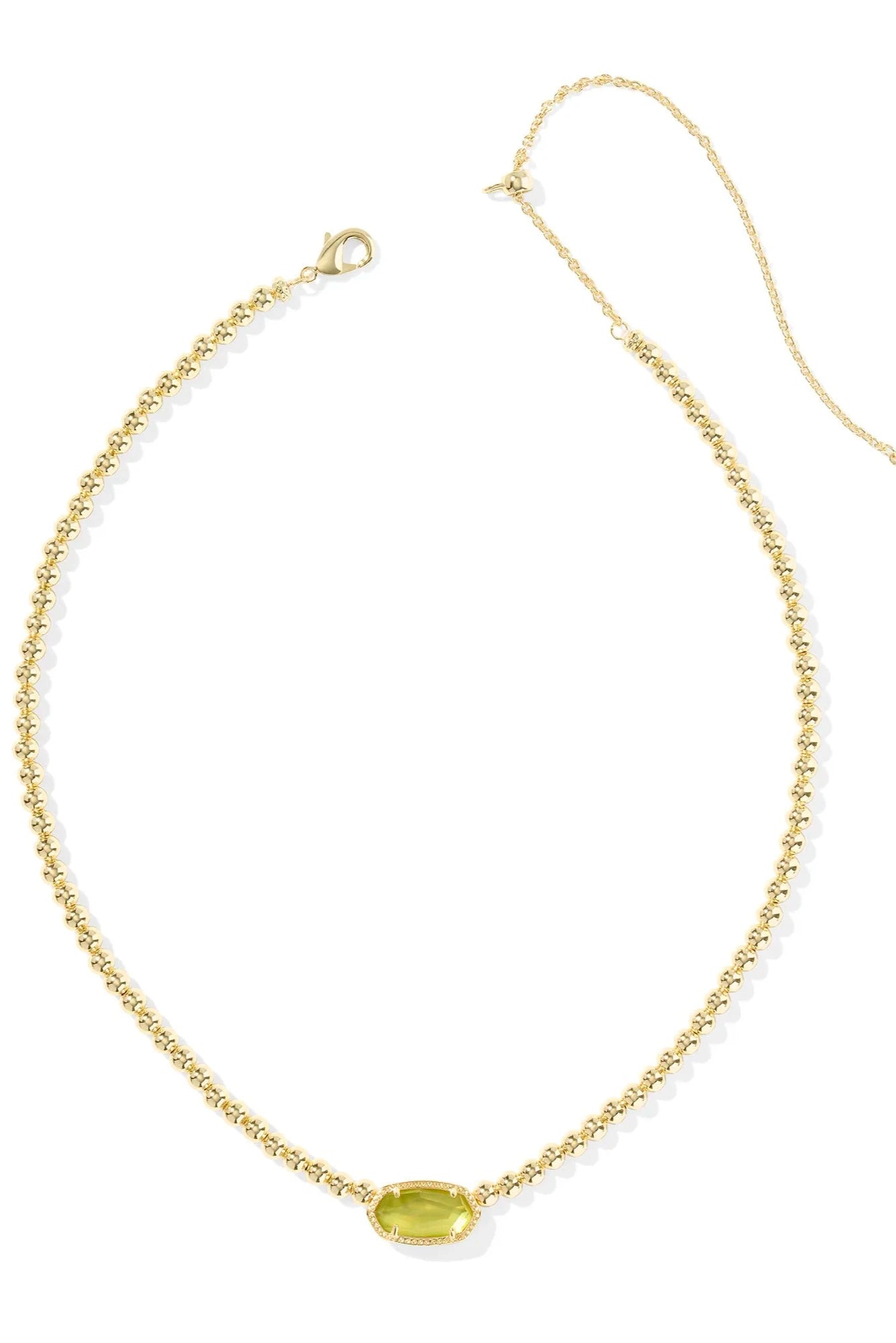 Elisa Gold Beaded Necklace - Chartreuse Mother-of-Pearl
