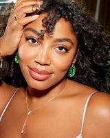 Elle Gold Crystal Frame Drop Earrings - Kelly Green