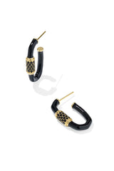 Emery Gold Enamel Hoop Earrings-Black