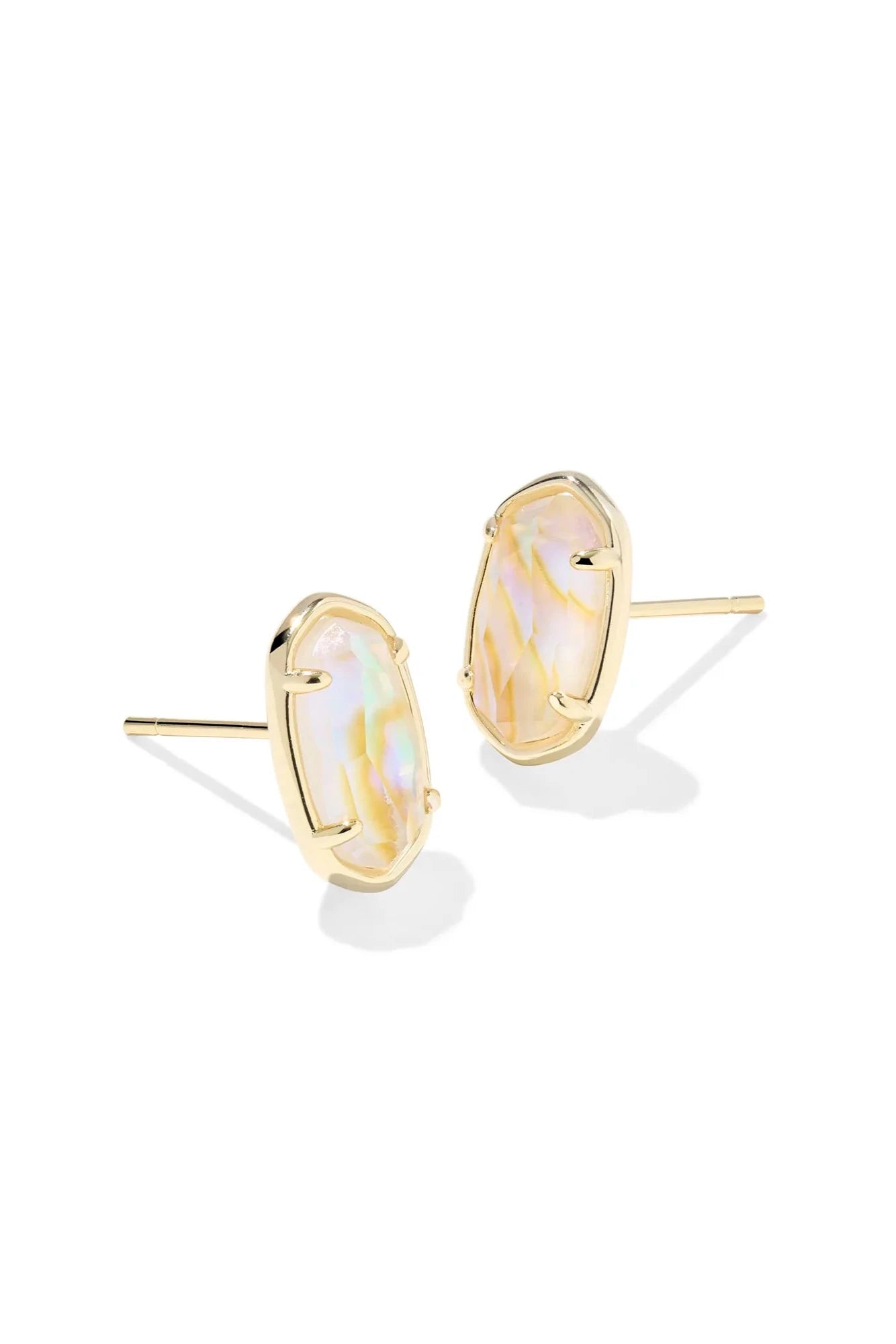 Grayson Gold Stone Stud Earrings-Abalone
