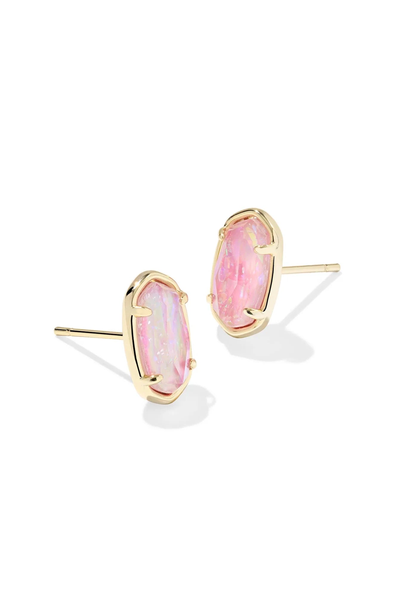 Grayson Gold Stone Stud Earrings-Pink Abalone
