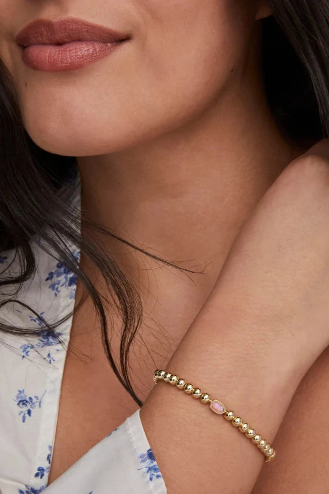 Mini Elaina Gold Stretch Bracelet - Carnation