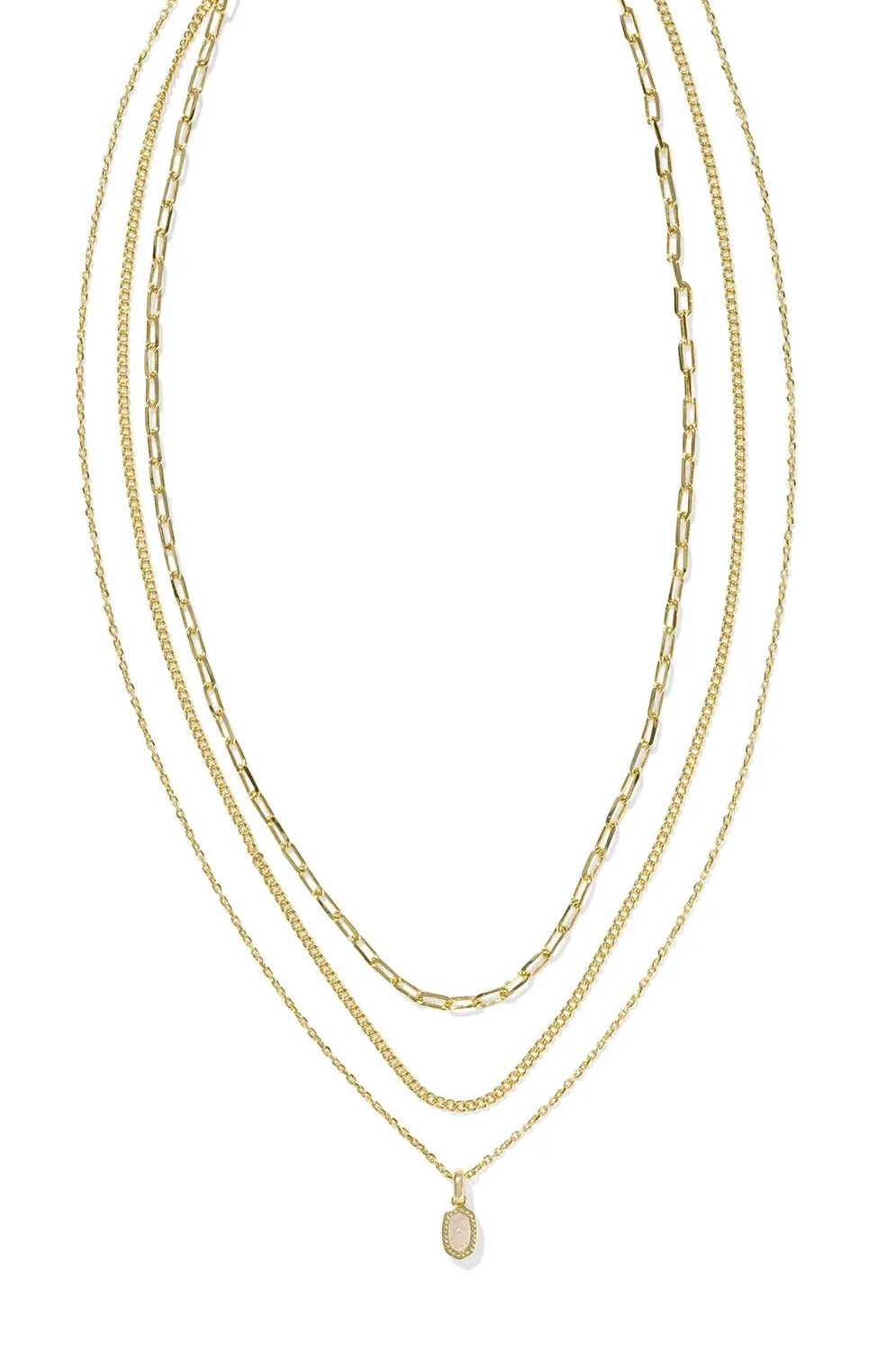 Mini Elisa Triple Strand Necklace - Iridescent Drusy
