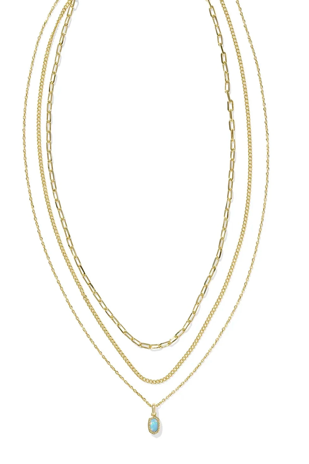 Mini Elisa Triple Strand Necklace - Teal Opal