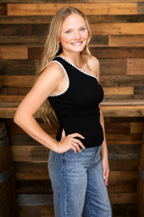 Larissa One-Shoulder Top - Black