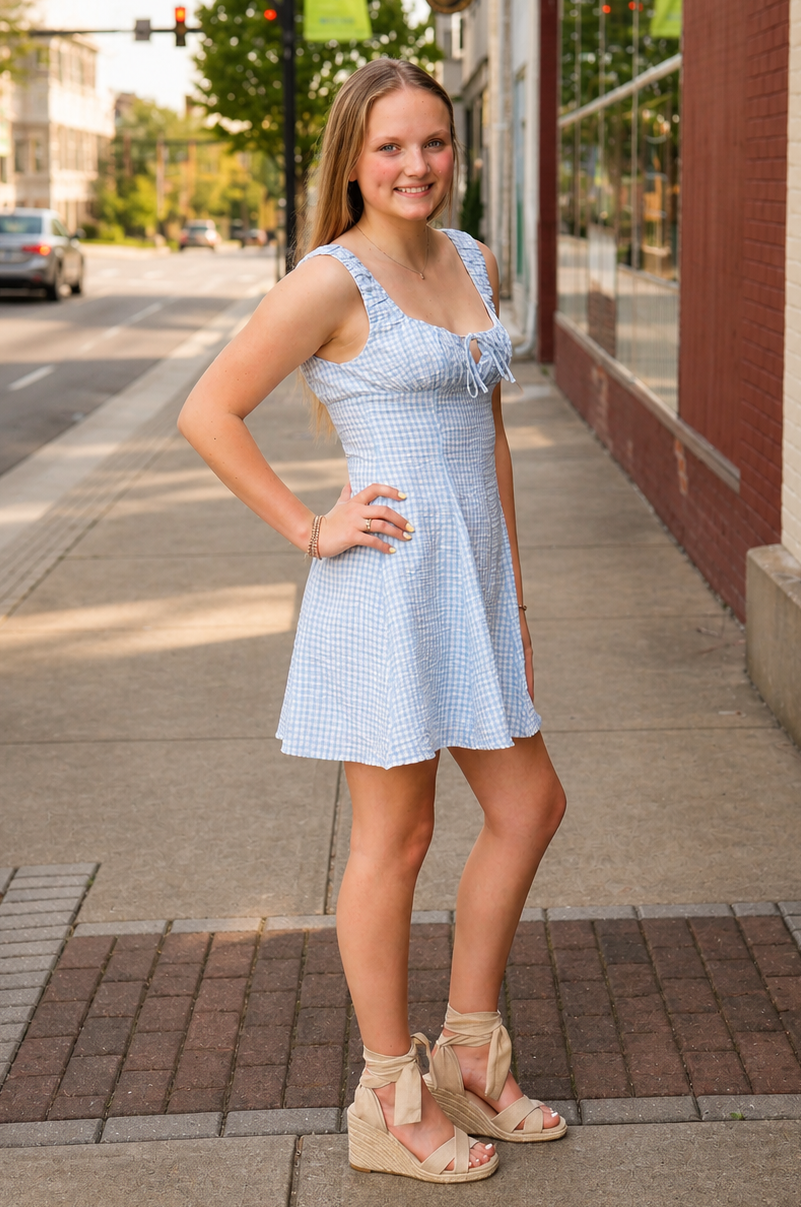 Vale Sleeveless Gingham Mini Dress