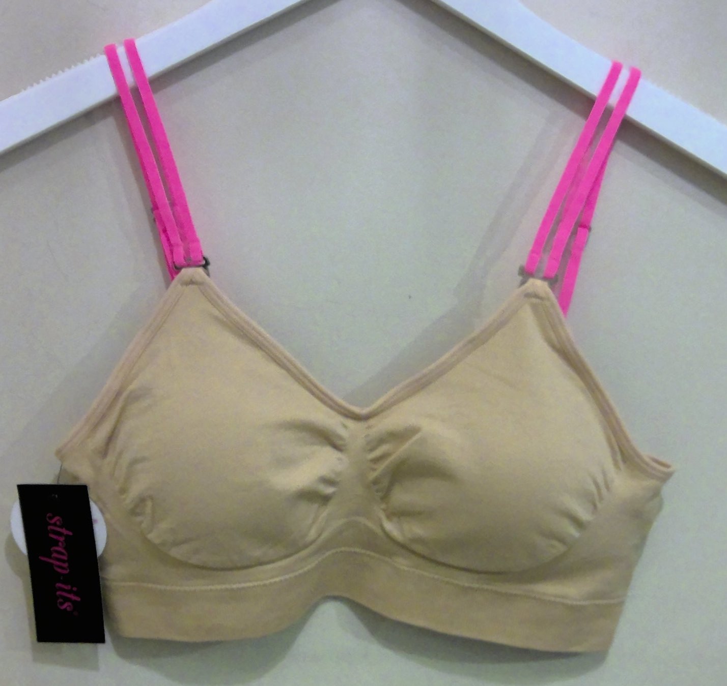 Nude Bra Hot Pink Sheer Straps