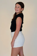 Kori Bow Button Detail Sweater Top - Black