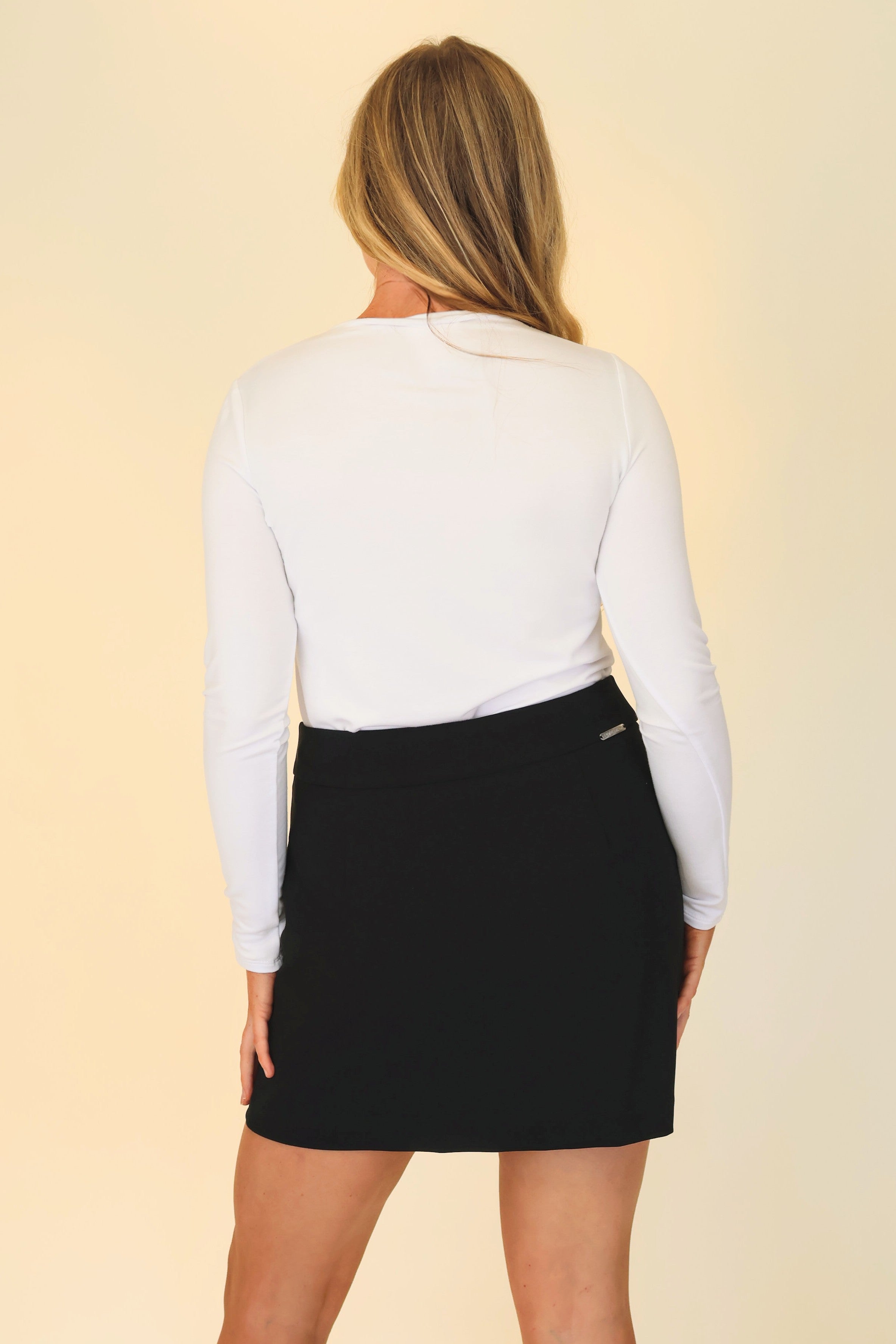 Shira Solid Amalfi Asymmetric Skort - Black