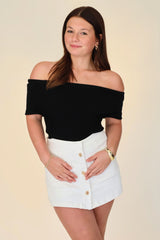 Anne Marie Sweater Top - Black