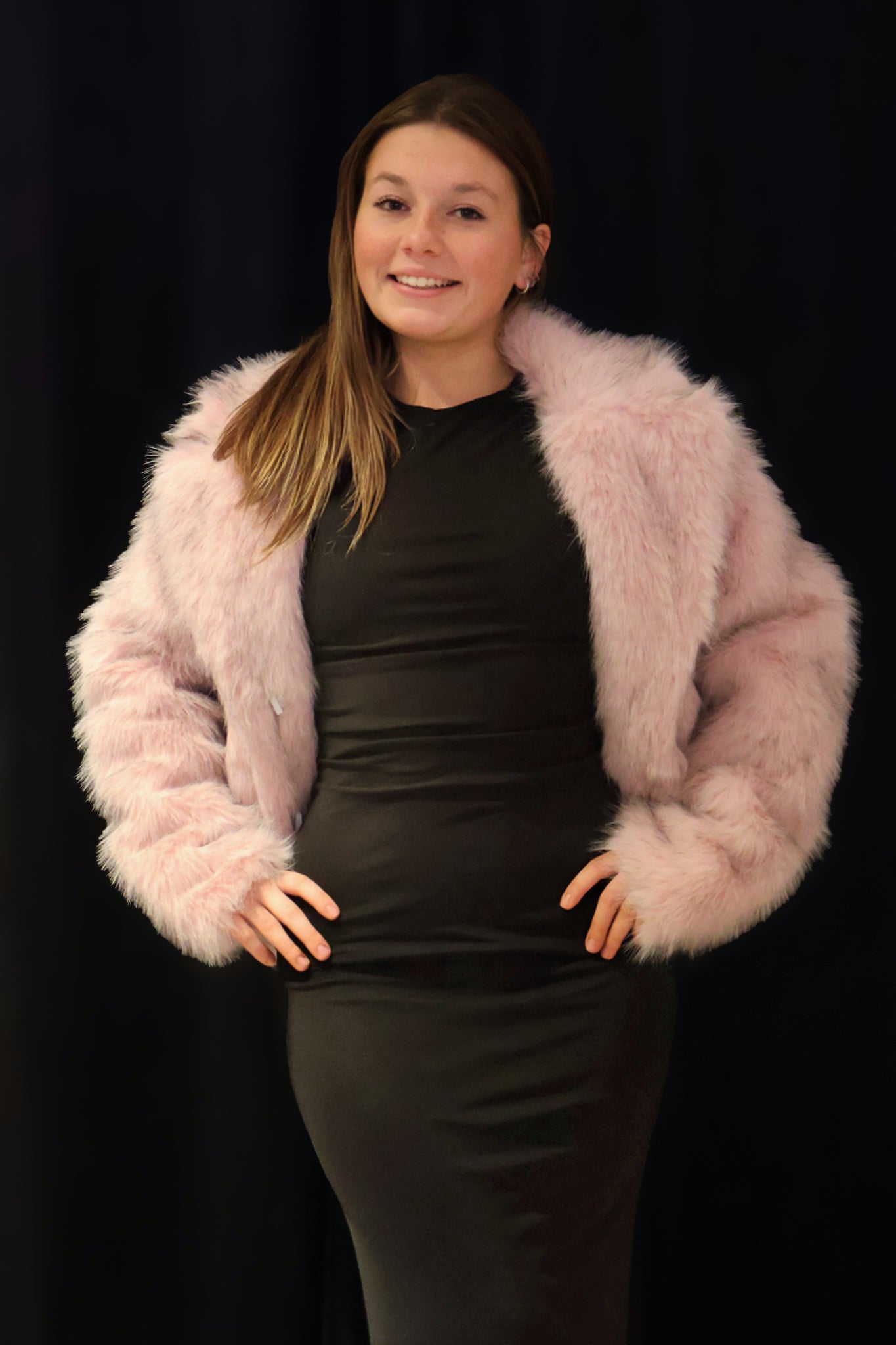 Faux Two-Tone Fur Coat